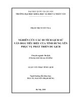 Nghiên cứu các di tích lịch sử văn hóa tiêu biểu của tỉnh Hưng Yên phục vụ phát triển du lịch