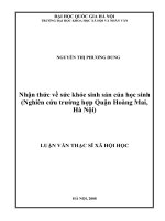 Nhận thức về sức khỏe sinh sản của học sinh (Nghiên cứu trường hợp Quận Hoàng Mai, Hà Nội