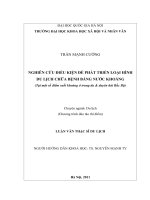 Nghiên cứu điều kiện để phát triển loại hình du lịch chữa bệnh bằng nước khoáng (Tại một số điểm suối khoáng ở trung du & duyên hải Bắc Bộ