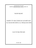 Nghiên cứu hoạt động du lịch biên mậu tại thành phố Móng Cái, tỉnh Quảng Ninh
