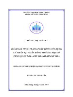 Đánh giá thực trạng phát triển tín dụng cá nhân tại Ngân hàng thương mại cổ phần quân đội – Chi nhánh Khánh Hòa