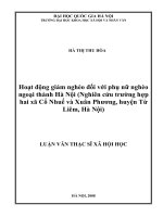 Hoạt động giảm nghèo đối với phụ nữ nghèo ngoại thành Hà Nội (Nghiên cứu trường hợp hai xã Cổ Nhuế và Xuân Phương, huyện Từ Liêm, Hà Nội