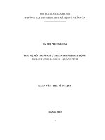 Bảo vệ môi trường tự nhiên trong hoạt động du lịch Vịnh Hạ Long - Quảng Ninh
