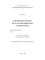Hoạt động quản lý nhà nước đối với các doanh nghiệp du lịch trên địa bàn Hà Nội