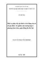 Dịch vụ giúp việc gia đình và tác động của nó tới gia đình  nghiên cứu trường hợp ở phường Kim Liên, quận Đống Đa Hà Nội