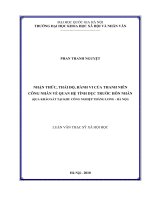 Nhận thức, thái độ, hành vi của thanh niên công nhân về quan hệ tình dục trước hôn nhân (Qua khảo sát tại khu công nghiệp Thăng Long - Hà Nội