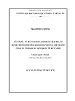 Xây dựng và bán chương trình du lịch đi Lào dành cho thị trường khách Hà Nội của chi nhánh công ty Cổ phần Du lịch Quốc tế Hữu nghị