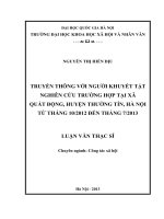 Truyền thông với người khuyết tật (Nghiên cứu trường hợp tại xã Quất Động, huyện Thường Tín, Hà Nội từ tháng 10 2012 đến tháng 7-2013
