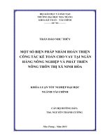Một số biện pháp nhằm hoàn thiện công tác kế toán cho vay tại Ngân hàng nông nghiệp và Phát triển nông thôn thị xã Ninh Hòa