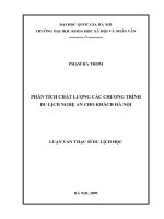Phân tích chất lượng các chương trình du lịch Nghệ An cho khách Hà Nội