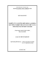 Nghiên cứu xu hướng biến động lao động, đất nông nghiệp cho sản xuất chè và lúa tỉnh Thái nguyên đến năm 2020