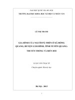 Gia đình của người Pà Thẻn ở xã Hồng Quang, huyện Lâm Bình, tỉnh Tuyên Quang truyền thống và biến đổi