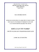 Đánh giá sự hài lòng của sinh viên về chất lượng đào tạo của ngành Quản trị dịch vụ du lịch và lữ hành trường đại học Nha Trang