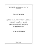 Sự tham gia của phụ nữ trong các dự án cấp nước cho các đô thị nhỏ (nghiên cứu Chương trình cấp thoát nước Phần Lan tại Hải Phòng và Bắc Cạn