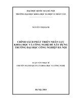 Chính sách phát triển nhân lực khoa học và công nghệ để xây dựng Trường Đại học Công nghiệp Hà Nội
