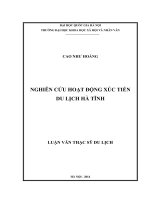 Nghiên cứu hoạt động xúc tiến du lịch Hà Tĩnh