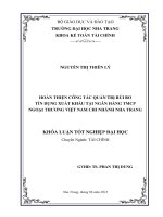 Hoàn thiện công tác quản trị rủi ro tín dụng xuất khẩu tại Ngân hàng TMCP ngoại thương Việt Nam - Chi nhánh Nha Trang