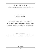 Hoàn thiện chính sách nguồn nhân lực công nghệ thông tin phục vụ công tác quản lý ở các trường tiểu học thành phố Cà Mau