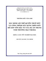 Xác định lợi thế quyền thuê đất và giá trị công trình xây dựng trên đất để góp vốn đầu tư của dự án Trung tâm thương mại Vikoda