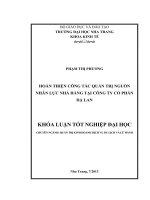 Hoàn thiện công tác quản trị nguồn nhân lực nhà hàng tại Công ty cổ phần Dạ Lan