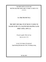 Tri thức bản địa về sử dụng và bảo vệ nguồn nước của người Thái Mường Xang (Mộc Châu, Sơn La