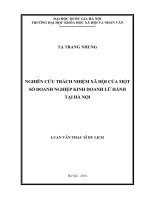 Nghiên cứu trách nhiệm xã hội của một số doanh nghiệp kinh doanh lữ hành tại Hà Nội