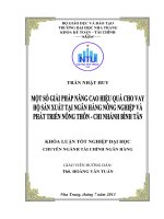 Một số giải pháp nâng cao hiệu quả cho vay hộ sản xuất tại Ngân hàng Nông nghiệp và phát triển nông thôn - chi nhánh Bình Tân