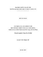 Tác động của tài chính vi mô đối với phát triển năng lực cộng đồng (Nghiên cứu tại xã Bình Thạnh, huyện Đức Trọng, tỉnh Lâm Đồng)