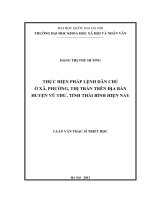 Thực hiện Pháp lệnh dân chủ ở xã, phường, thị trấn trên địa bàn huyện Vũ Thư - tỉnh Thái Bình hiện nay