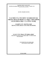 Vai trò của tổ chức xã hội dân sự trong hoạch định và thực thi chính sách khoa học và công nghệ