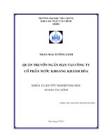Quản trị vốn ngắn hạn tại Công ty cổ phần nước khoáng Khánh Hòa