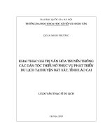 Khai thác giá trị văn hóa truyền thống các dân tộc thiểu số phục vụ phát triển du lịch tại huyện Bát Xát, tỉnh Lào Cai