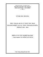 Thực trạng quản lý thuế thu nhập doanh nghiệp tại Cục thuế tỉnh Khánh Hòa thời kỳ 2011 - 2014