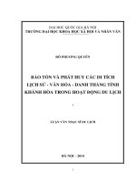 Bảo tồn và phát huy các di tích lịch sử - văn hóa - danh thắng tỉnh Khánh Hòa trong hoạt động du lịch