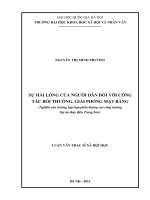Sự hài lòng của người dân đối với công tác bồi thường, giải phóng mặt bằng (Nghiên cứu trường hợp phần đường vào công trường Dự án thủy điện Trung Sơn