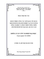 Hoàn thiện công tác xếp hạng tín dụng khách hàng doanh nghiệp tại Ngân hàng nông nghiệp và phát triển nông thôn - Chi nhánh huyện Đại Lộc, Quảng Nam