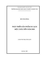 Phát triển sản phẩm du lịch Mộc Châu đến năm 2020