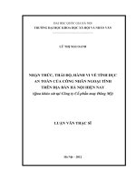 Nhận thức, thái độ, hành vi về tình dục an toàn của công nhân ngoại tỉnh trên địa bàn Hà Nội hiện nay (Qua khảo sát tại Công ty Cổ phần may Đông Mỹ
