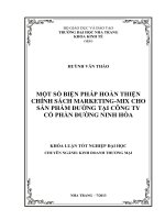 Một số biện pháp hoàn thiện chính sách Marketing-mix cho sản phẩm đường tại Công ty cổ phần đường Ninh Hòa