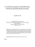 Cơ sở khoa học ứng phó với biến đổi khí hậu trên địa bàn huyện Bắc Quang, Hà Giang