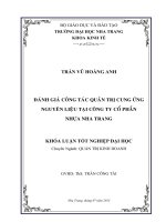 Đánh giá công tác quản trị cung ứng nguyên liệu tại công ty cổ phần nhựa Nha Trang