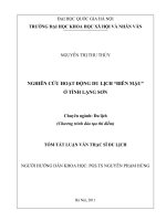 Nghiên cứu hoạt động du lịch Biên Mậu ở tỉnh Lạng Sơn