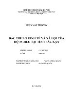 Đặc trưng kinh tế và xã hội của hộ nghèo tại tỉnh Bắc Kạn