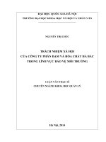 Trách nhiệm xã hội của công ty Phân đạm và Hóa chất Hà Bắc trong lĩnh vực bảo vệ môi trường  Luận văn ThS. Kinh doanh và quản lý