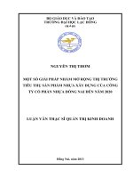 Luận văn thạc sĩ quản trị kinh doanh Một số giải pháp nhằm mở rộng thị trường tiêu thụ sản phẩm nhựa xây dựng của công ty cổ phần nhựa đồng nai đến năm 2020