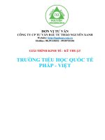 GIẢI TRÌNH KINH TẾ  KỸ THUẬT TRƯỜNG TIỂU HỌC QUỐC TẾ PHÁP  VIỆT