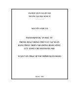 Thẩm định dự án đầu tư trong hoạt động cho vay tại Ngân hàng Phát triển nhà Đồng Bằng Sông Cửu Long chi nhánh Hà Nội