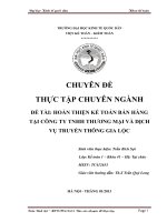 HOÀN THIỆN KẾ TOÁN BÁN HÀNG TẠI CÔNG TY TNHH THƯƠNG MẠI VÀ DỊCH VỤ TRUYỀN THÔNG GIA LỘC