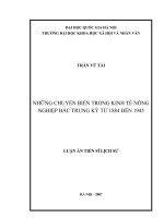 Những chuyển biến trong kinh tế nông nghiệp Bắc Trung Kỳ từ 1884 đến 1945