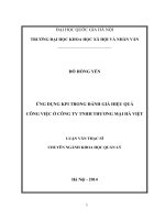 Ứng dụng KPI trong đánh giá thực hiện công việc ở Công ty TNHH thương mại Hà Việt